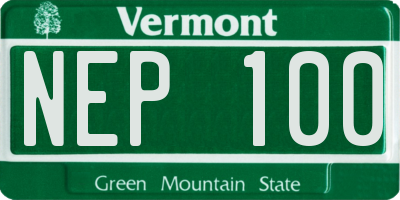 VT license plate NEP100