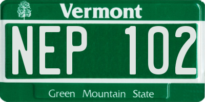 VT license plate NEP102