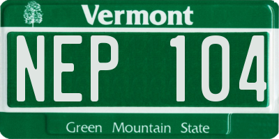 VT license plate NEP104
