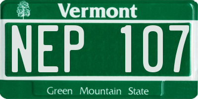 VT license plate NEP107