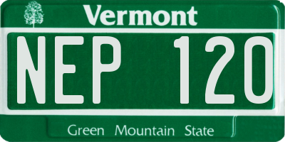 VT license plate NEP120