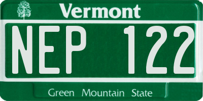 VT license plate NEP122