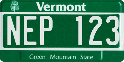 VT license plate NEP123