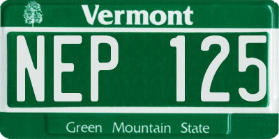VT license plate NEP125