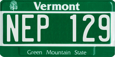 VT license plate NEP129