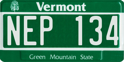 VT license plate NEP134
