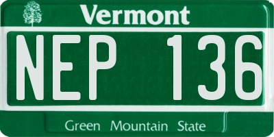 VT license plate NEP136