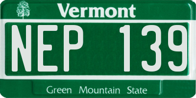 VT license plate NEP139