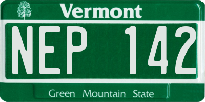 VT license plate NEP142