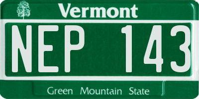 VT license plate NEP143