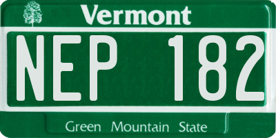 VT license plate NEP182