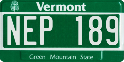 VT license plate NEP189