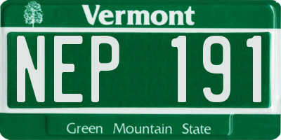VT license plate NEP191