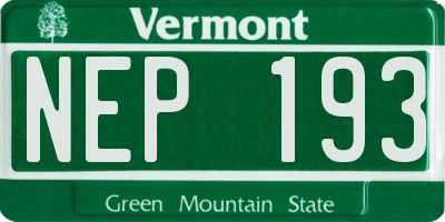 VT license plate NEP193