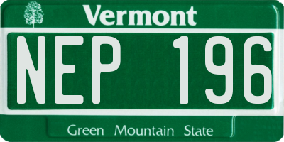 VT license plate NEP196