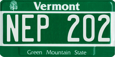 VT license plate NEP202