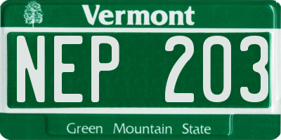 VT license plate NEP203