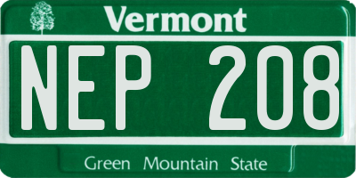 VT license plate NEP208
