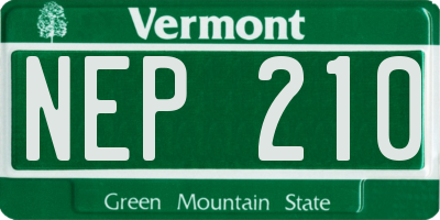 VT license plate NEP210
