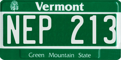 VT license plate NEP213