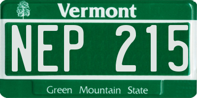 VT license plate NEP215