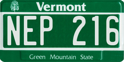 VT license plate NEP216