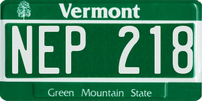 VT license plate NEP218