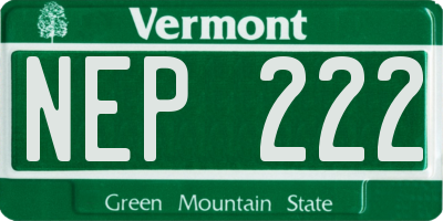 VT license plate NEP222