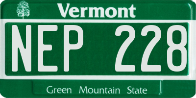 VT license plate NEP228