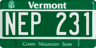 VT license plate NEP231