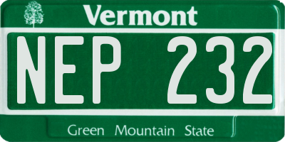 VT license plate NEP232
