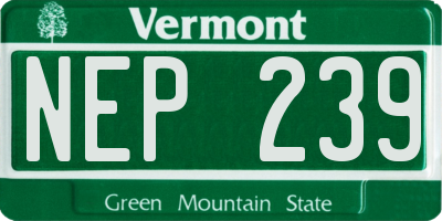 VT license plate NEP239