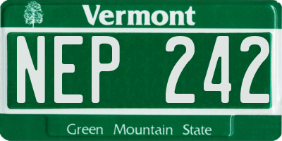 VT license plate NEP242