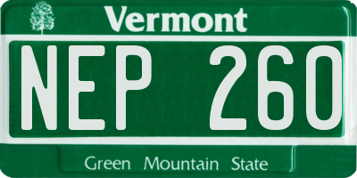 VT license plate NEP260