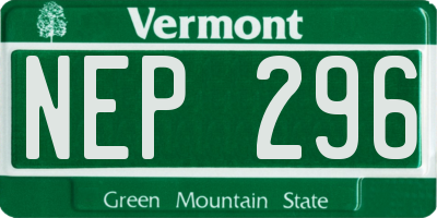 VT license plate NEP296