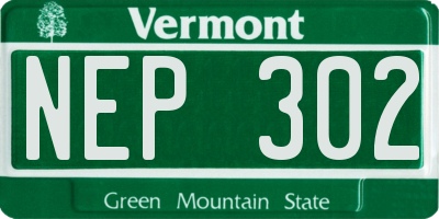 VT license plate NEP302