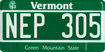 VT license plate NEP305