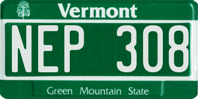 VT license plate NEP308