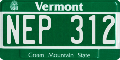 VT license plate NEP312