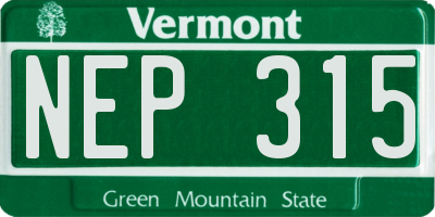 VT license plate NEP315