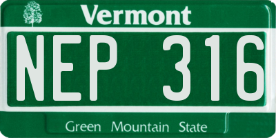 VT license plate NEP316