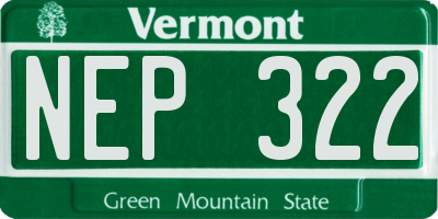 VT license plate NEP322
