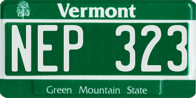 VT license plate NEP323