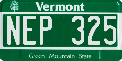 VT license plate NEP325