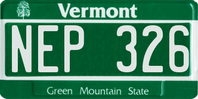 VT license plate NEP326