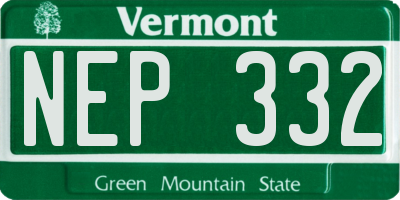 VT license plate NEP332