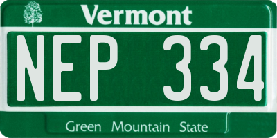 VT license plate NEP334