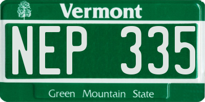 VT license plate NEP335