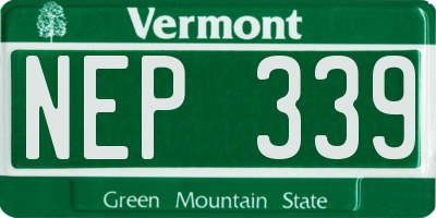 VT license plate NEP339
