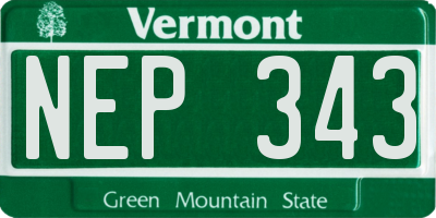 VT license plate NEP343